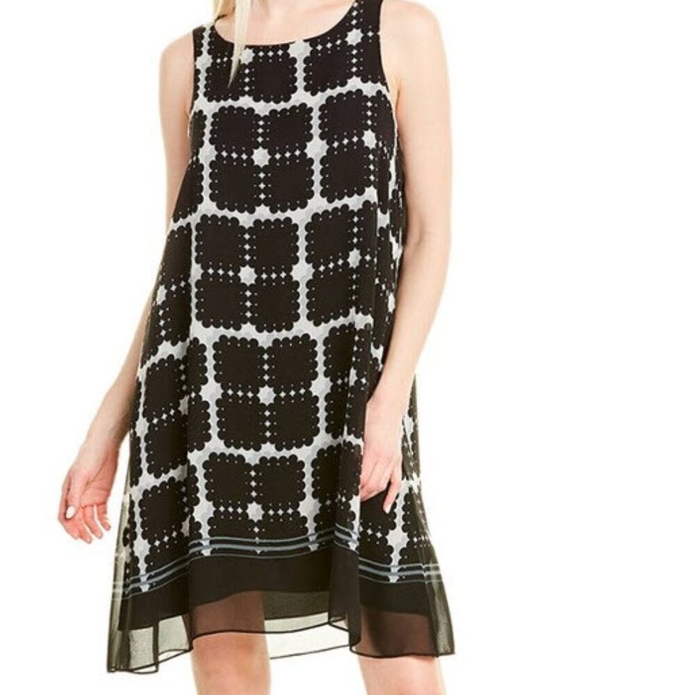 Max Studio Black and White Sleeveless Midi Dress Size L EUC